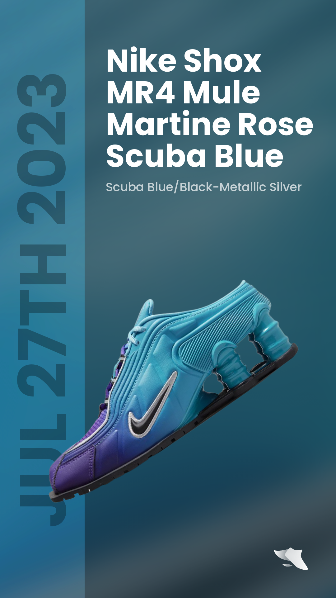 SwiftSole - Nike Shox MR4 Mule Martine Rose Scuba Blue SwiftSole - Nike Shox MR4 Mule Martine Rose Scuba Blue