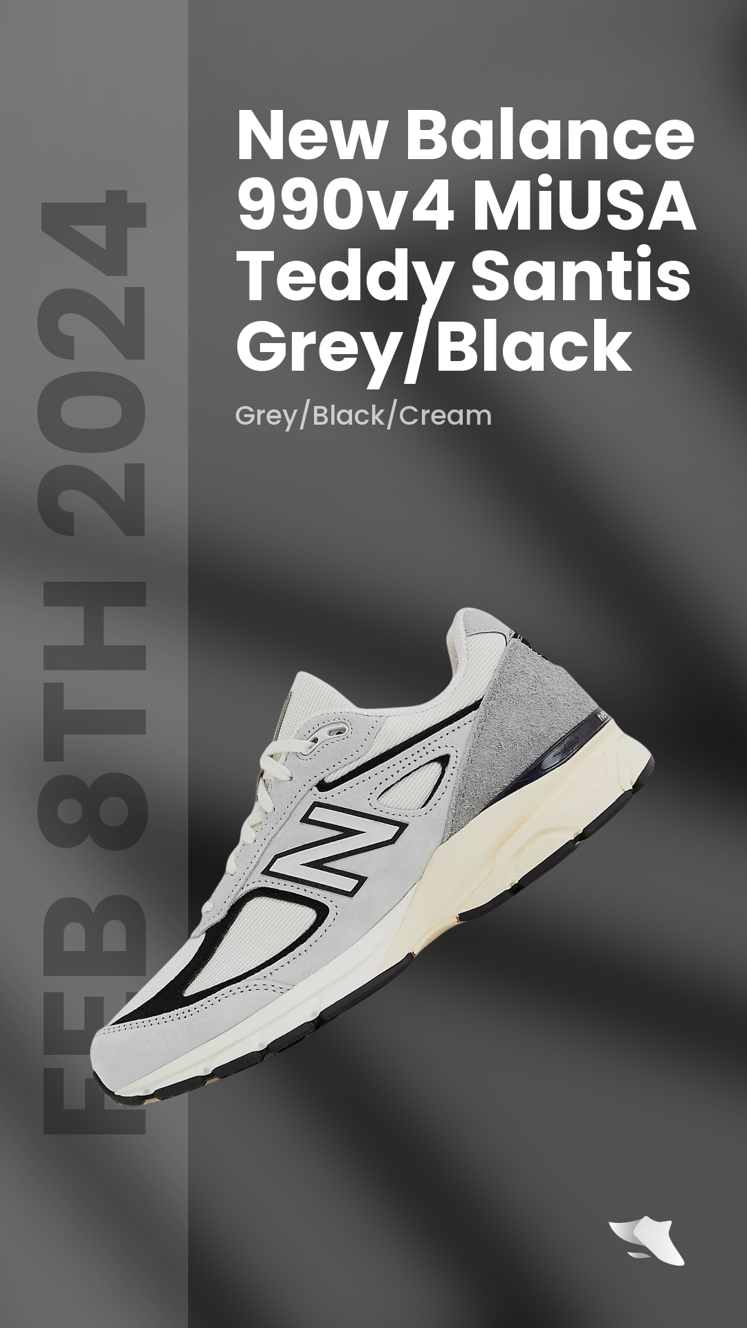 SwiftSole - New Balance 990v4 MiUSA Teddy Santis Grey/Black