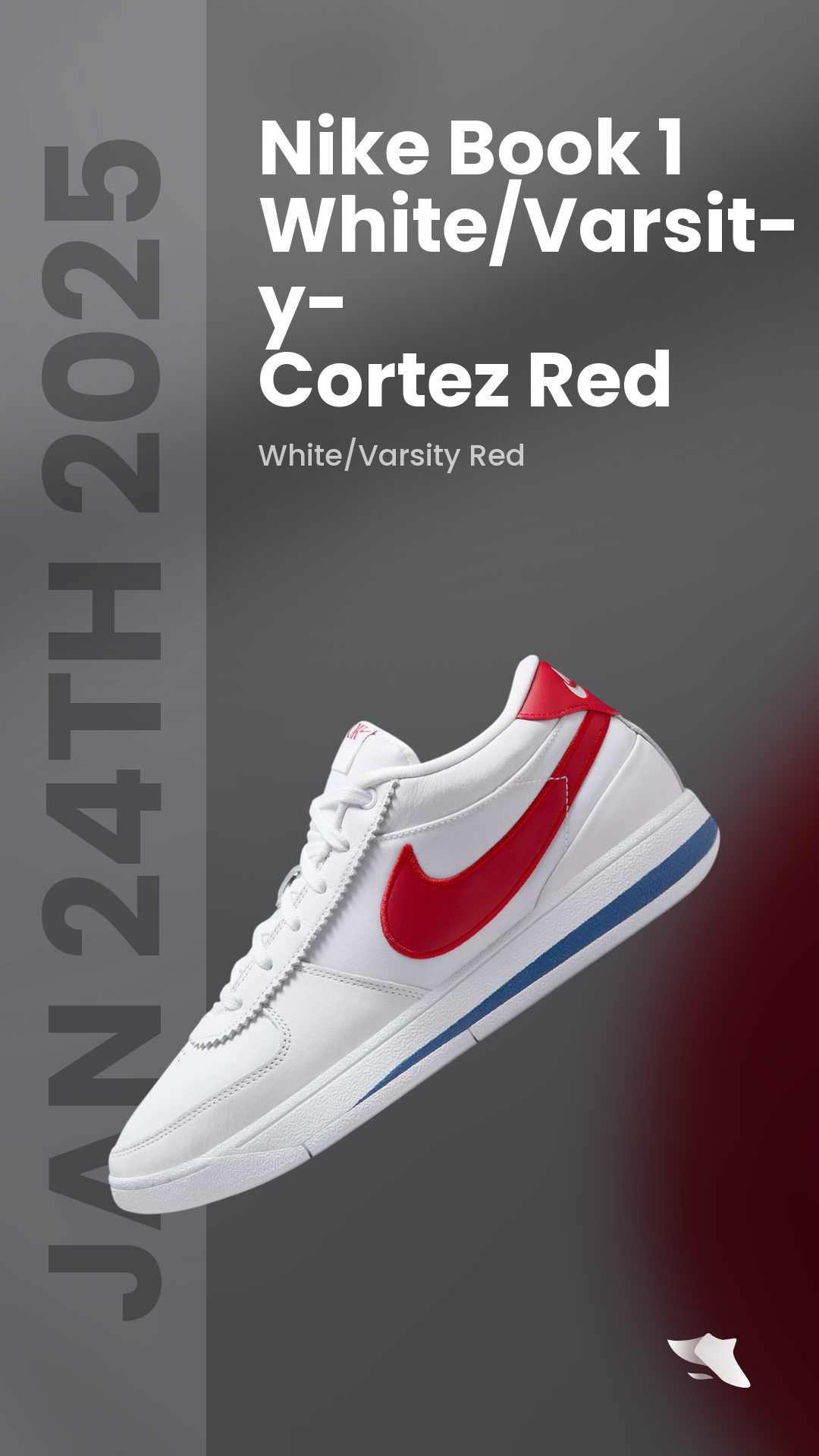 SwiftSole - Nike Book 1 Cortez White/Varsity Red